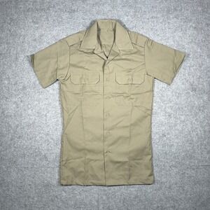 Vintage Perfection Shirt Men S/S 13.5 Tropical Tan Military Uniform Workwear 80s